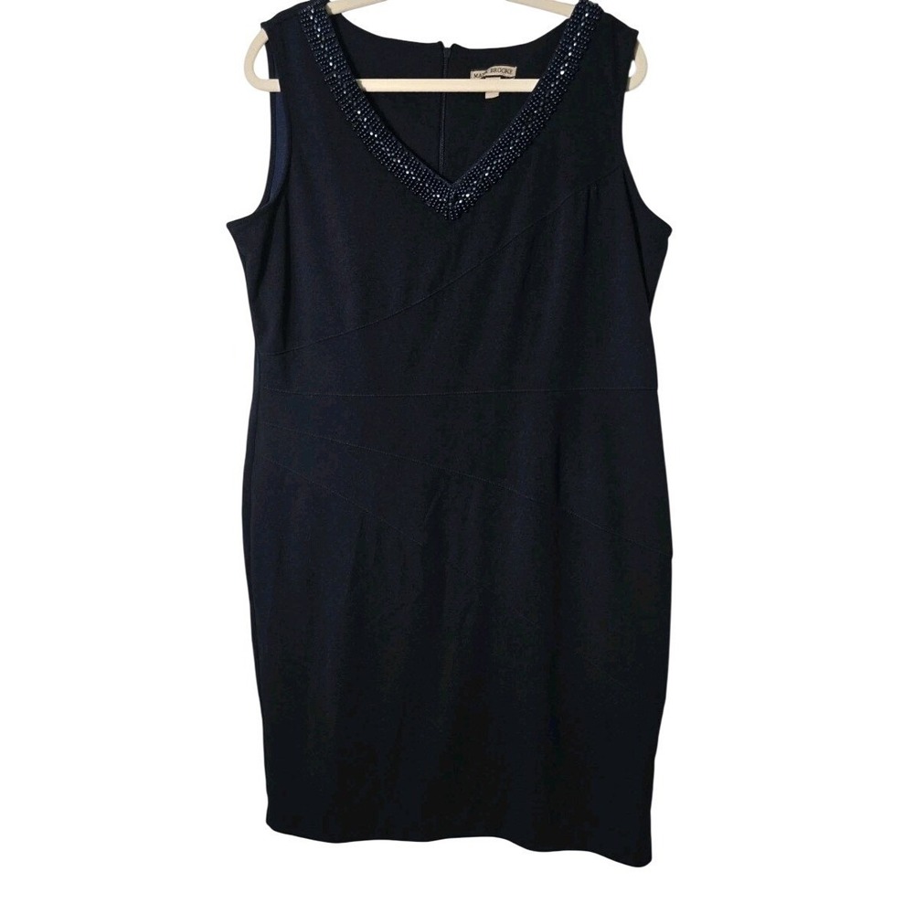 Maya Brooke WOMENS dress 18 Navy Blue Embellished Classy Career